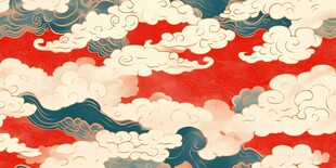 中式传统云纹海浪图案背景