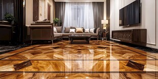 现代豪华客厅木地板装修展示