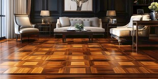 奢华客厅的精美拼花木地板