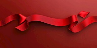 红色丝带优雅摆放在红背景