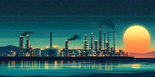夜幕下的石油化工工厂景观