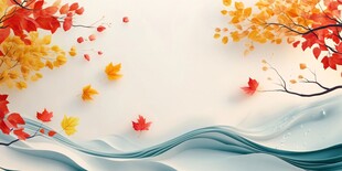 秋日枫叶飘 水波添诗意