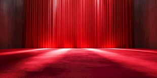 红色幕布下的舞台空间