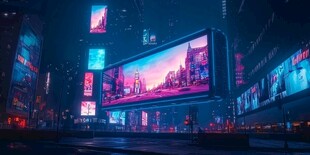 赛博朋克风繁华都市夜景