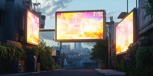 都市街头的绚丽广告牌