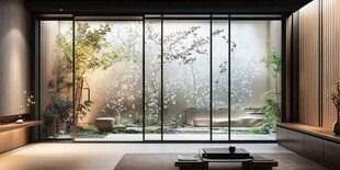日式禅意室内与庭院景观