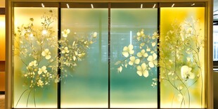 梦幻花卉玻璃隔断艺术
