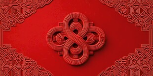 中国风红色吉祥盘长纹图案