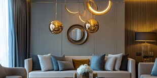 奢华客厅 精美吊灯与舒适沙发