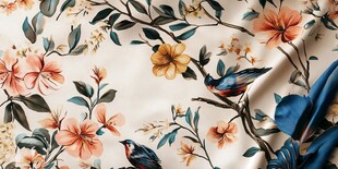 花鸟印花织物 清新自然风