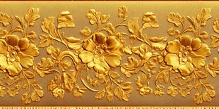 金色花卉浮雕装饰图案