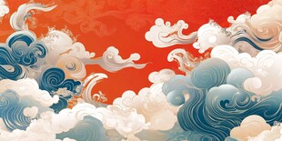 中式云海浪涛古风背景图