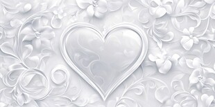白色浮雕爱心花卉装饰图案