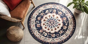 复古风圆形花纹地毯展示
