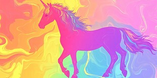 梦幻独角兽在绚丽背景中