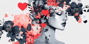 花饰女子头像插画