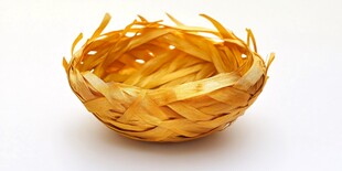 手工编织的精美黄色草编篮