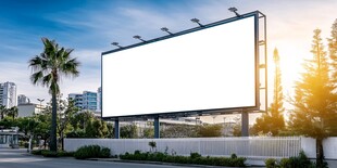 户外空白广告牌场景