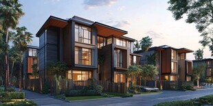 现代风格联排别墅景观