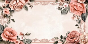 浪漫粉色花卉边框背景