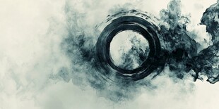 水墨圆环意境图