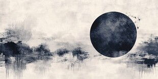水墨风月夜山水图景