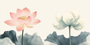 水墨双莲图