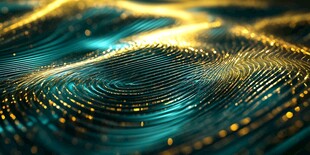 梦幻蓝金流动粒子背景图