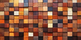 多彩木质方块拼接墙面
