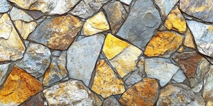 多彩拼接石墙纹理特写