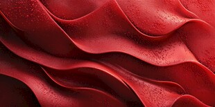 红色绸缎纹理与水珠特写