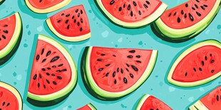 夏日西瓜切片清新插画