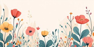春日花卉烂漫插画