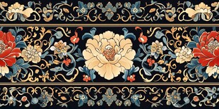 中式古典花卉纹案装饰画