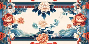 中式国风牡丹花卉装饰画