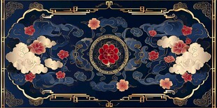 中式古典云纹花卉图案