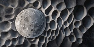 月球置于独特纹理背景中