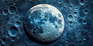 蓝色梦幻月球表面特写