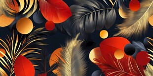 热带风羽毛树叶多彩图案