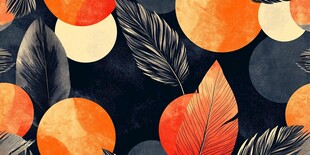 橙色叶片圆形图案背景图