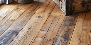 复古风木质地板与旧箱