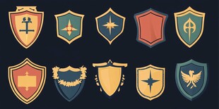 复古风格盾牌图标集合