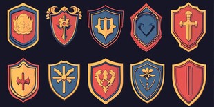 中世纪风格精美盾牌图案