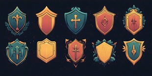 复古风格盾牌徽章设计图
