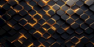 黑色六边形发光科技背景