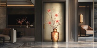 中式玄关花瓶花卉装饰画