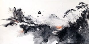 水墨写意山水意境图