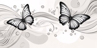 黑白蝶影 灵动梦幻背景