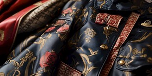 中式华丽印花服饰细节