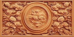 中式浮雕龙纹精美木雕装饰